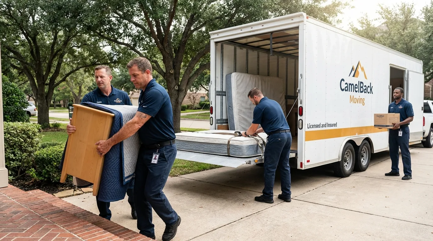 Crew loading residential truck for cross-state move from Dennis Port, MA